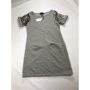 Ronni Nicole Sweater Dress Grey Short Sleeve Sequin Women's Small